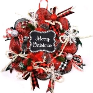 Festive Red and Black Christmas Wreath